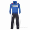 Men's Tracksuit, Made of 87% Polyester and 13% Cotton, with Embroidered Patches and Badges